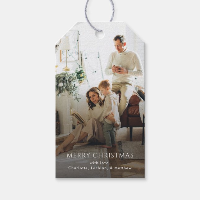 Merry Christmas Family Photo Gift Tags (Front)