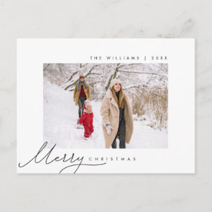 Merry Christmas, Family Photo, Minimalist Script Postcard