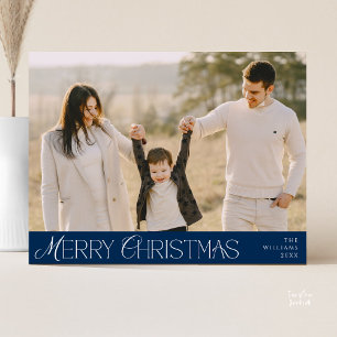 Merry Christmas Family Photo, Modern Elegant Postcard