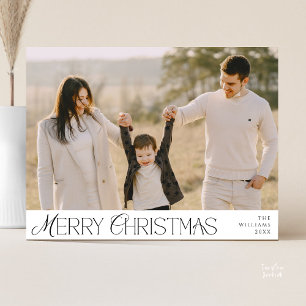 Merry Christmas Family Photo, Modern Elegant Postcard