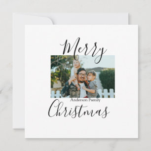 Merry Christmas family photo modern elegant rustic Holiday Card