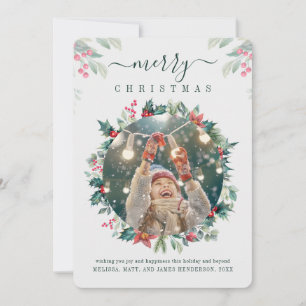 Merry Christmas Family Photo Modern Holiday Card