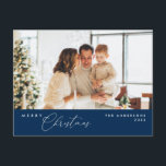 Merry Christmas Family Photo, Modern Romantic Postcard<br><div class="desc">Merry Christmas. Celebrate the season with this family photo postcard It is fully customisable and personalised with your own greeting messages. Please add your return address for easy mailing. It is simple,  easy,  yet modern minimalist and festive. This is the perfect postcard for sending your holiday wishes.</div>