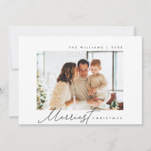 Merry Christmas, Family Photo, Modern Script Holiday Card