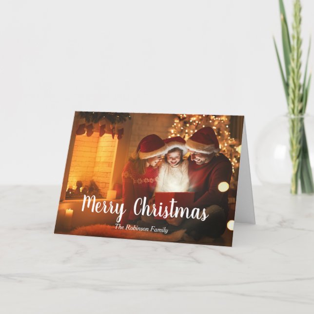 Merry Christmas Family Photo Personalize Happy Holiday Card (Front)