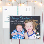 Merry Christmas  Family Photo Snowman Postcard<br><div class="desc">Customized postcards are an affordable way to personalized your Christmas Card Holiday greetings to your family and friends.</div>