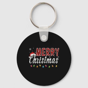 Merry Christmas Family Red Plaid Xmas Lights Men W Keychain