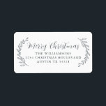 Merry Christmas Family Return Address Foliage Label<br><div class="desc">Elegant simple Merry Christmas family return address label with offblack elegant handwritten script calligraphy and stylish typography on a white background featuring pretty hand drawn foliage. Simply add name and address. Exclusively designed for you by Happy Dolphin Studio. If you need any help or matching products please contact us through...</div>