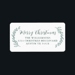 Merry Christmas Family Return Address Foliage Label<br><div class="desc">Elegant simple Merry Christmas family return address label with dark green elegant handwritten script calligraphy and stylish typography on a white background featuring pretty hand drawn foliage. Simply add name and address. Exclusively designed for you by Happy Dolphin Studio. If you need any help or matching products please contact us...</div>
