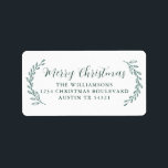 Merry Christmas Family Return Address Foliage Label<br><div class="desc">Elegant simple Merry Christmas family return address label with dark green elegant handwritten script calligraphy and stylish typography on a white background featuring pretty hand drawn foliage. Simply add name and address. Exclusively designed for you by Happy Dolphin Studio. If you need any help or matching products please contact us...</div>