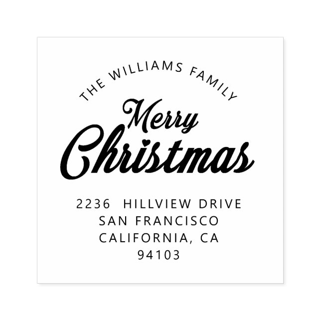 Merry Christmas Family Return Address Rubber Stamp (Imprint)