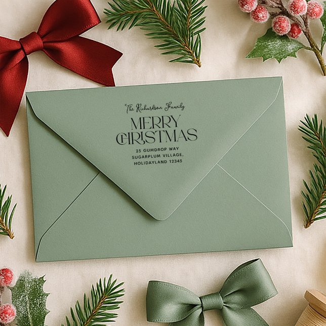 Merry Christmas Family Return Address Self-inking Stamp (Creator Uploaded)