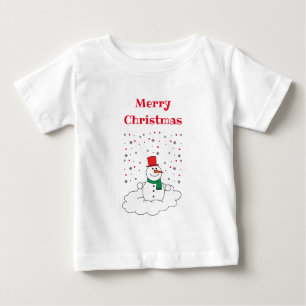 Merry Christmas Family Snowman Snowflakes White Baby T-Shirt