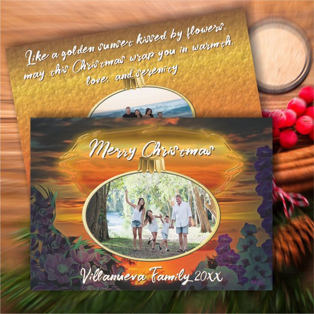Merry Christmas Family Sunset 2584 Holiday Card (Creator Uploaded)
