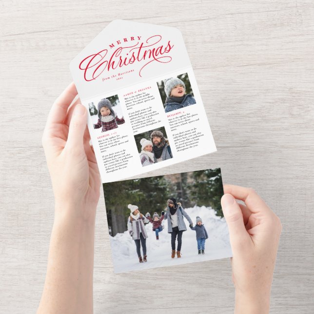 Merry Christmas family update red holiday card (Tearaway)