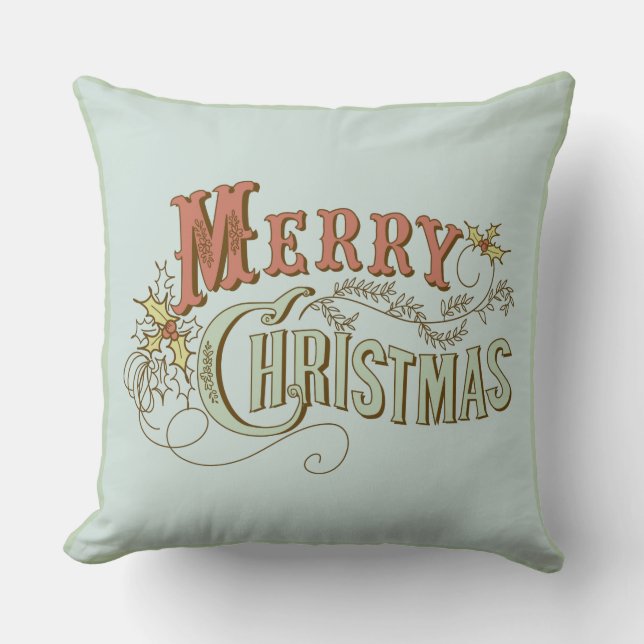 Merry Christmas Fancy Text Design 2 Throw Pillow (Front)