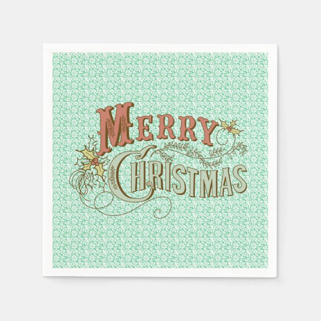 Merry Christmas Fancy Text Design Napkin (Front)