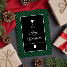 Merry Christmas Farmhouse Plaid Chalkboard Photo