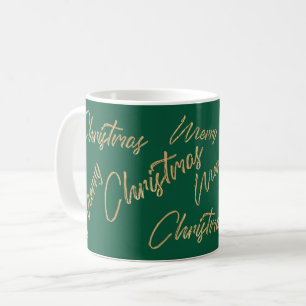 Merry Christmas Faux Gold Foil and Green Coffee Mu Mug