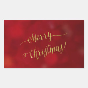 Merry Christmas Faux Gold Foil Holiday Greeting Sticker