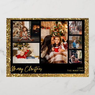 Merry Christmas Faux Gold Glitter Multi Photo