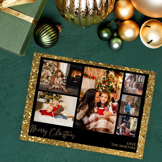 Merry Christmas Faux Gold Glitter Multi Photo (Creator Uploaded)