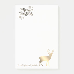 Merry Christmas,Faux Gold Reindeer-Personalized Post-it Notes