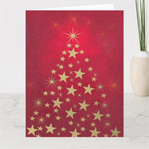 Merry Christmas faux gold stars holiday tree Card