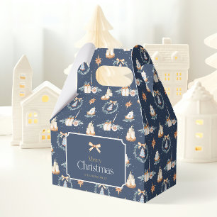 Merry Christmas Favor Box with Gold Bow