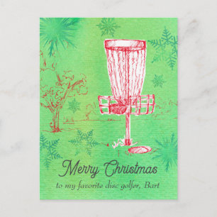 Merry Christmas Favourite Disc Golfer Personalized Holiday Postcard