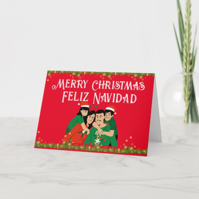 MERRY CHRISTMAS FELIZ  NAVIDAD CARD (Front)