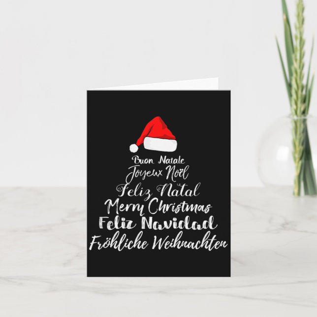 Merry Christmas Feliz Navidad Feliz Natal Language Card (Front)