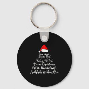 Merry Christmas Feliz Navidad Feliz Natal Language Keychain