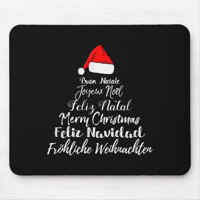 Merry Christmas Feliz Navidad Feliz Natal Language Mouse Pad (Front)