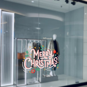 Merry Christmas Festival Ball Holiday Vibes Store Window Cling