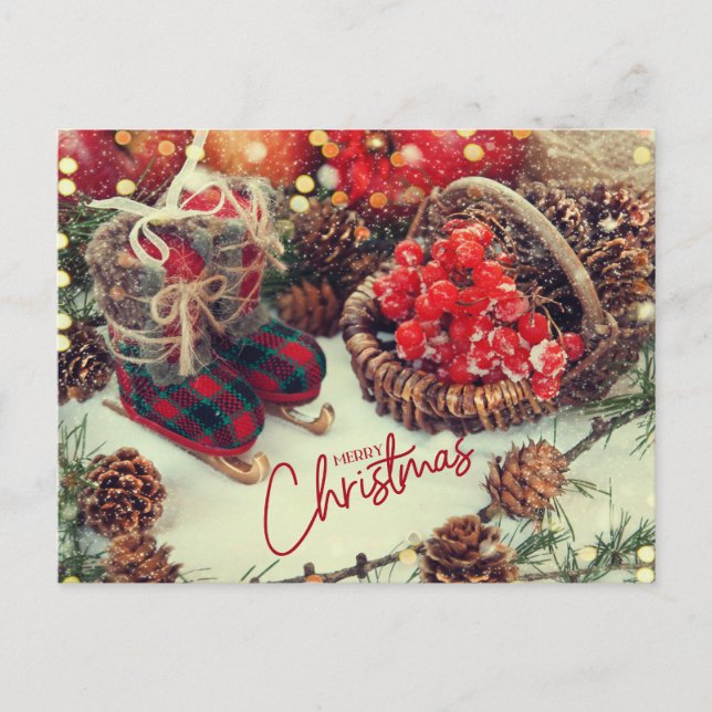 Merry Christmas Festive Christmas Decorations Holiday Postcard (Front)