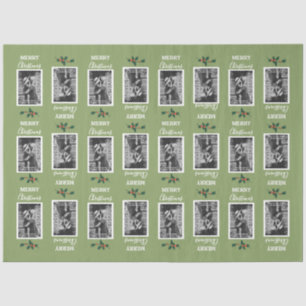 Merry Christmas Festive Customized Photo - Green Tissue Paper
