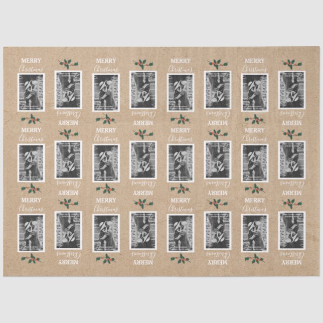Merry Christmas Festive Customized Photo - Kraft  Tissue Paper (Front)