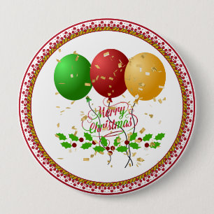 Merry Christmas, festive design, 4 Inch Round Button