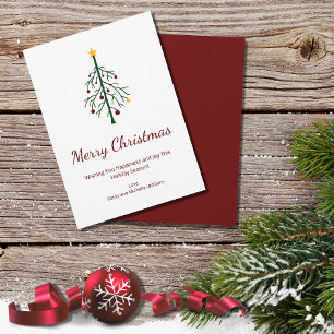Merry Christmas Festive Evergreen Tree Retro  Holiday Card