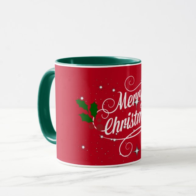 Merry Christmas, festive holiday colours, Mug (Front Left)