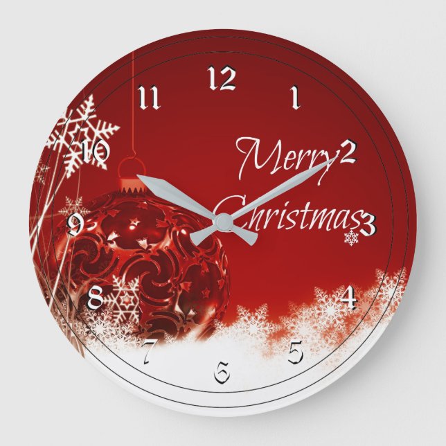 Merry Christmas, festive holiday design Large Clock (Front)
