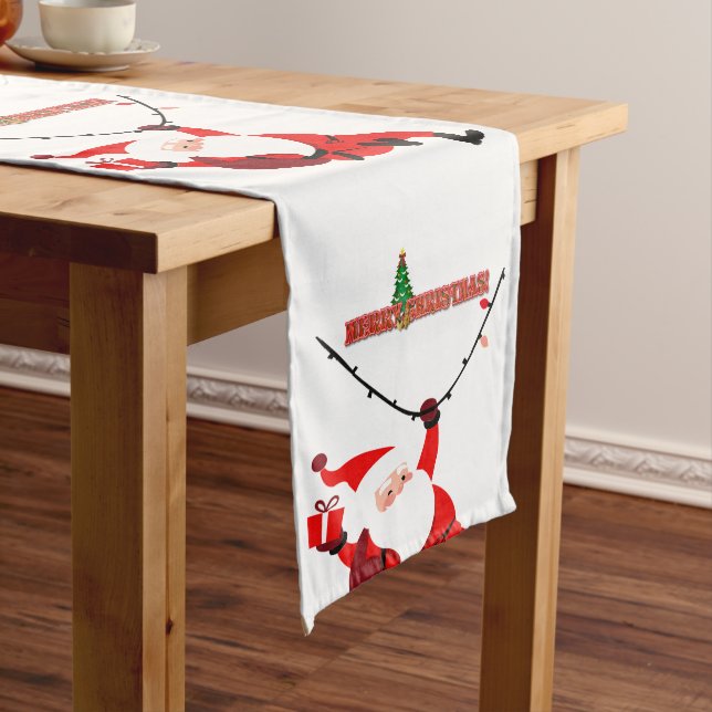 Merry Christmas Festive Holiday Gift Design        Medium Table Runner (In Situ)