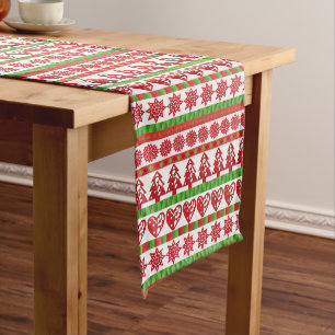 Merry Christmas Festive Holiday Gift Design Medium Table Runner