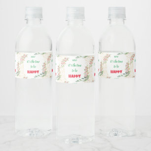 Merry Christmas Festive Holiday Gift Design        Water Bottle Label