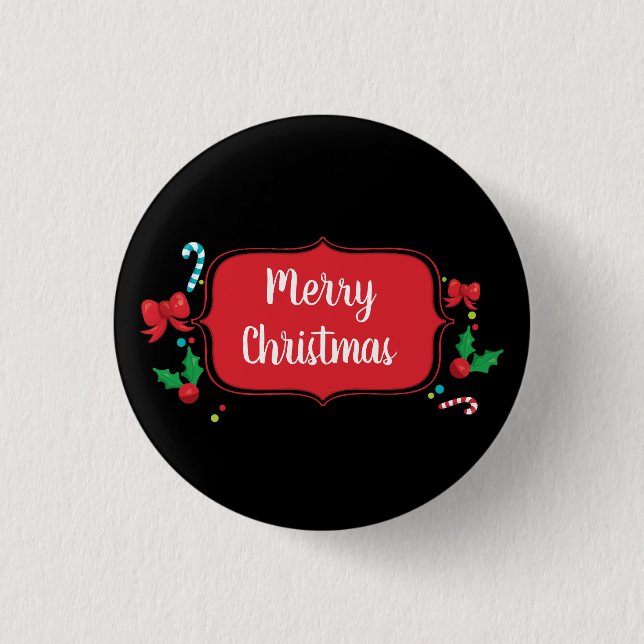 Merry Christmas Festive Holiday Pin (Front)
