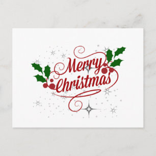 Merry Christmas, festive holiday script Postcard