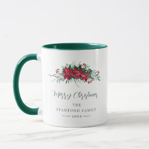 Merry Christmas Festive Holidays Poinsettia Custom Mug
