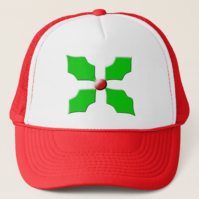Merry Christmas Festive Holly Trucker Hat (Front)