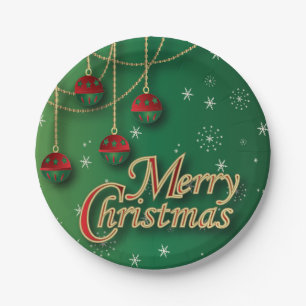 Merry Christmas Festive Ornaments Paper Plate
